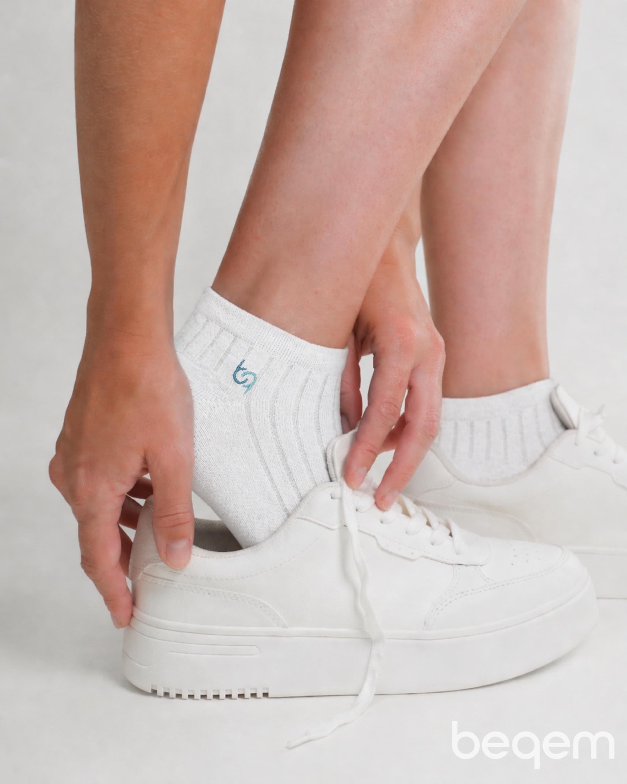 Lot de 4 paires de chaussettes de sport fines en coton égyptien - Pour homme et femme - Tricot côtelé - Sans couture au niveau des orteils