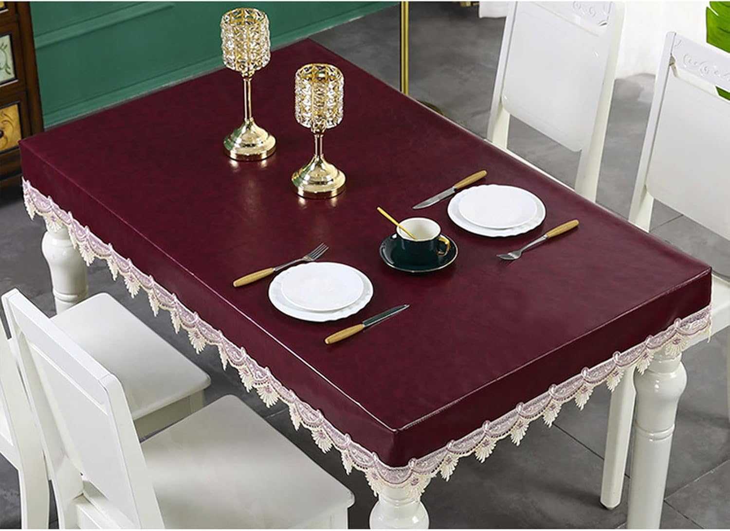Coffee Table Cloth No-Wash Long Tablecloth Lace Table Cloth Table Cloth Tea Table Mat Dustproof Cover Cloth,B,138 * 75cm