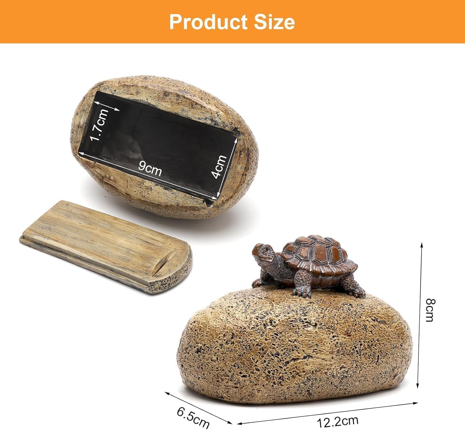 Escondite para Llaves al Aire Libre, Piedra con Compartimento Secreto de Resina, Diseño de Tortuga, Resistente a la Intemperie, Ideal para Exteriores, Jardín, Garaje y Patio
