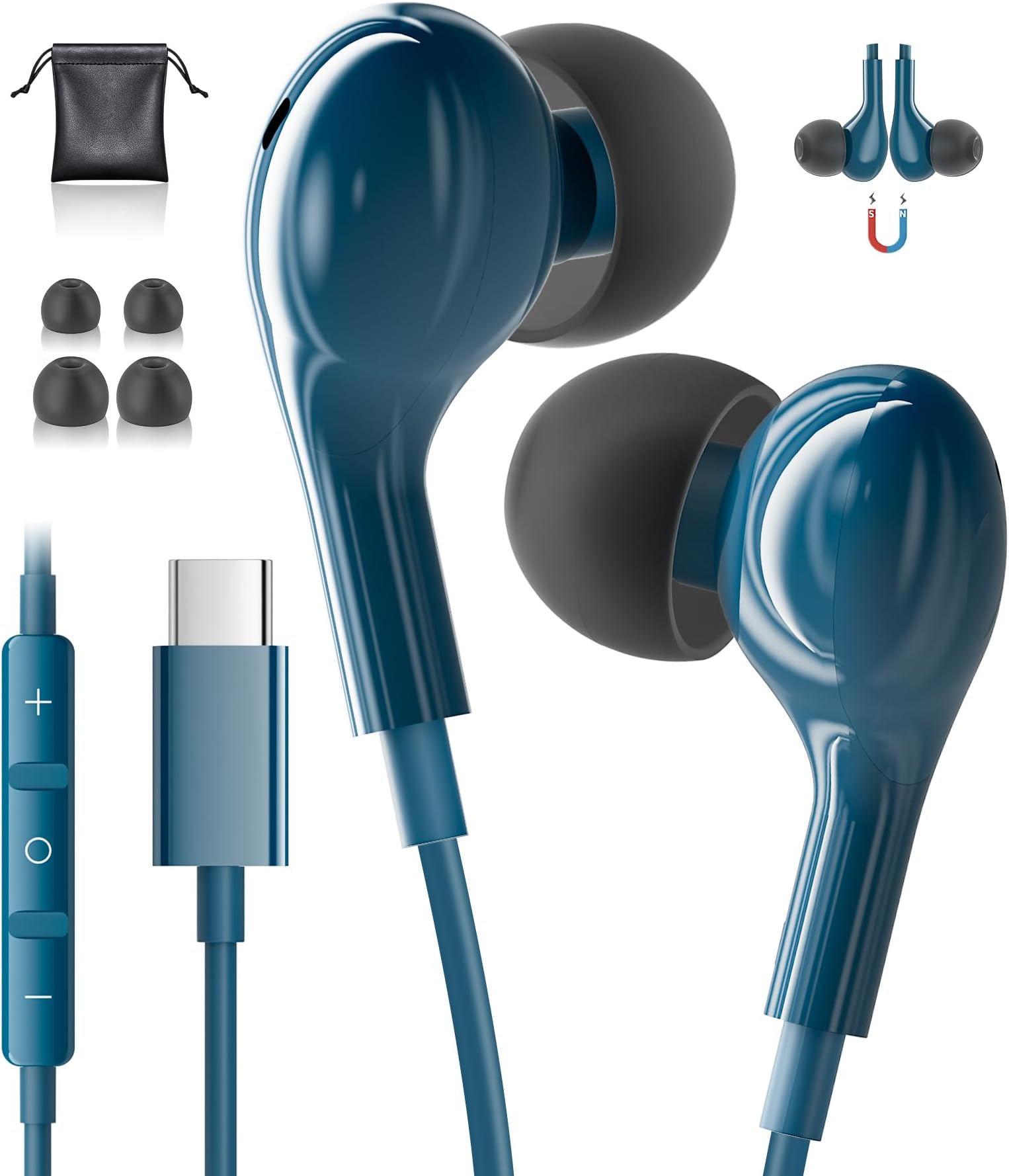 USB C Headphones for Samsung S26 S25 S24 Ultra S23 S22 A56 A16 A17 Type C headphones with Microphone HiFi Wired Earbuds USB C Earphones for iPhone 17 iPhone 16 Pro Google Pixel 10 9 Pro iPad A16 10th