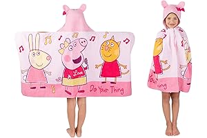 Franco Kids Bath/Pool/Beach Soft Cotton Terry Hooded Towel Wrap Featuring Peppa Pig