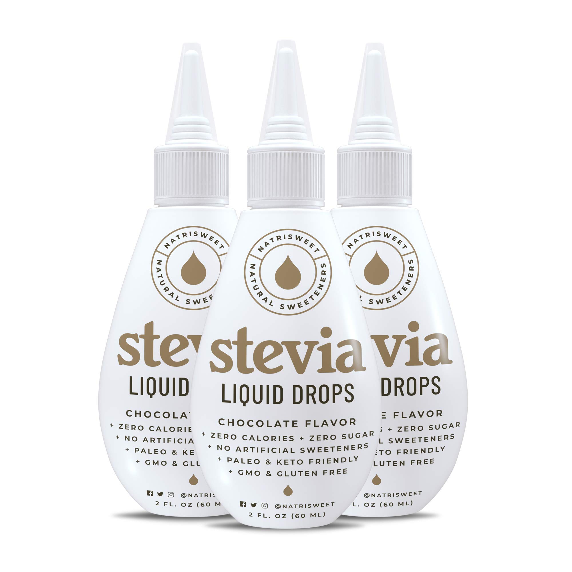 NatriSweet Chocolate Stevia Liquid Drops (2 fl oz / 60 Milliliter), Zero-Calorie Natural Sugar Substitute, Highly Concentrated Stevia Extract, Naturally Sweet (3-Pack)