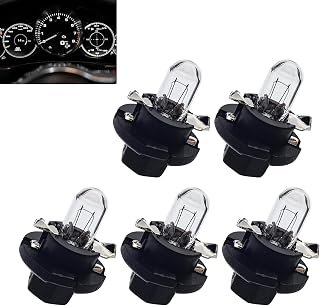 5 PCS DB501 Car Dashboard Light, T5 Halogen Indicator Bulb 12V 1.2W, High-brightness Heat-resistant Panel Light, Universal Replacement for Most Vehicle Dashboards (White)