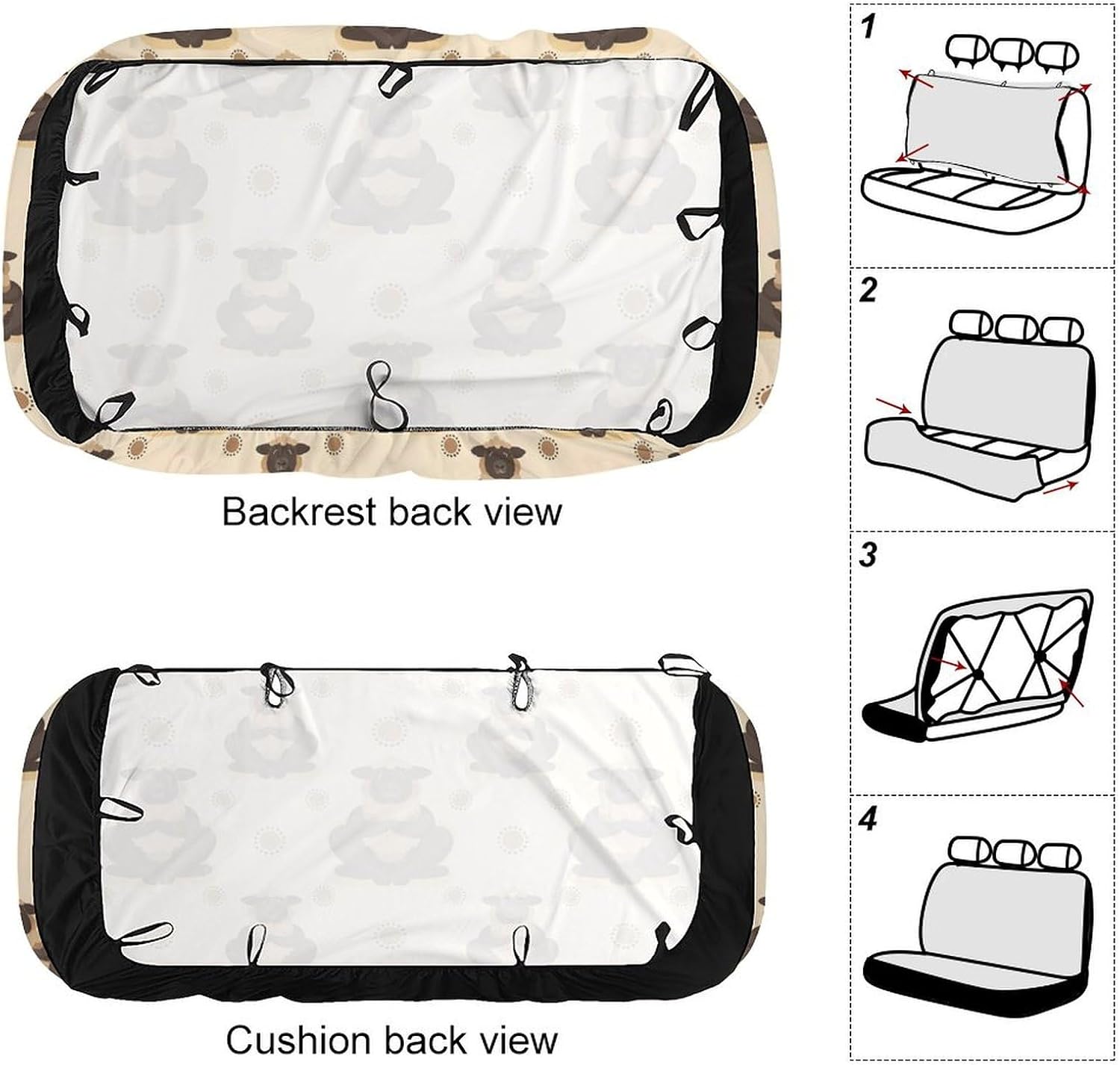 Sheep Yoga Car Seat Cover Print Rear Bench Seat Cover Car Seat Protector Car Interior Accessories for Women Men