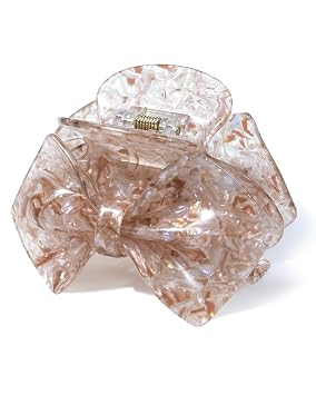 ACECHA Cute Bow Claw Clip - Sparkly Hair Claws for Women, Strong Hold | 3.1 inch medium clip, elegant acrylic bow, non-slip clip for thin & thick hair, ideal for wedding prom party daily use, brown