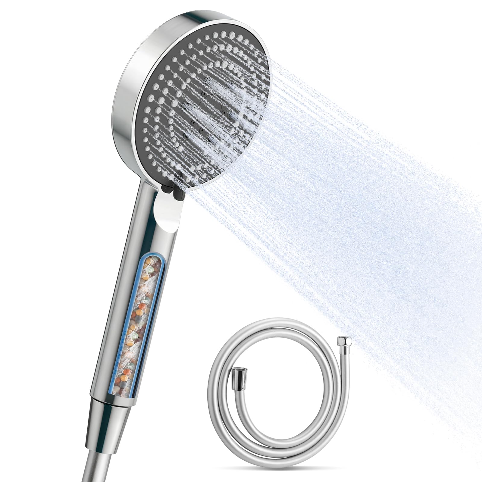 OFFO Alcachofa Ducha con Manguera de 1.6 m, Alcachofa de Ducha con Filtro Antical, Cabezal Ducha Alta Presion con 6 Modos de Chorro, Shower Head Filtración Múltiple, Fácil de Limpiar, Cromo — view 14