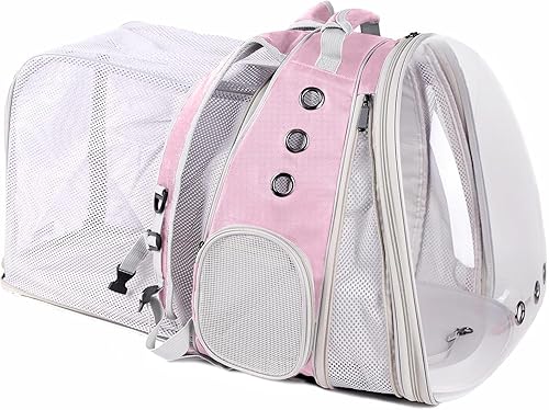 Miniatura 11 de Mochila polarizada doble expandible para gatos, adecuada para mascotas de hasta 20 libras, cápsula espacial expandible delantera y trasera