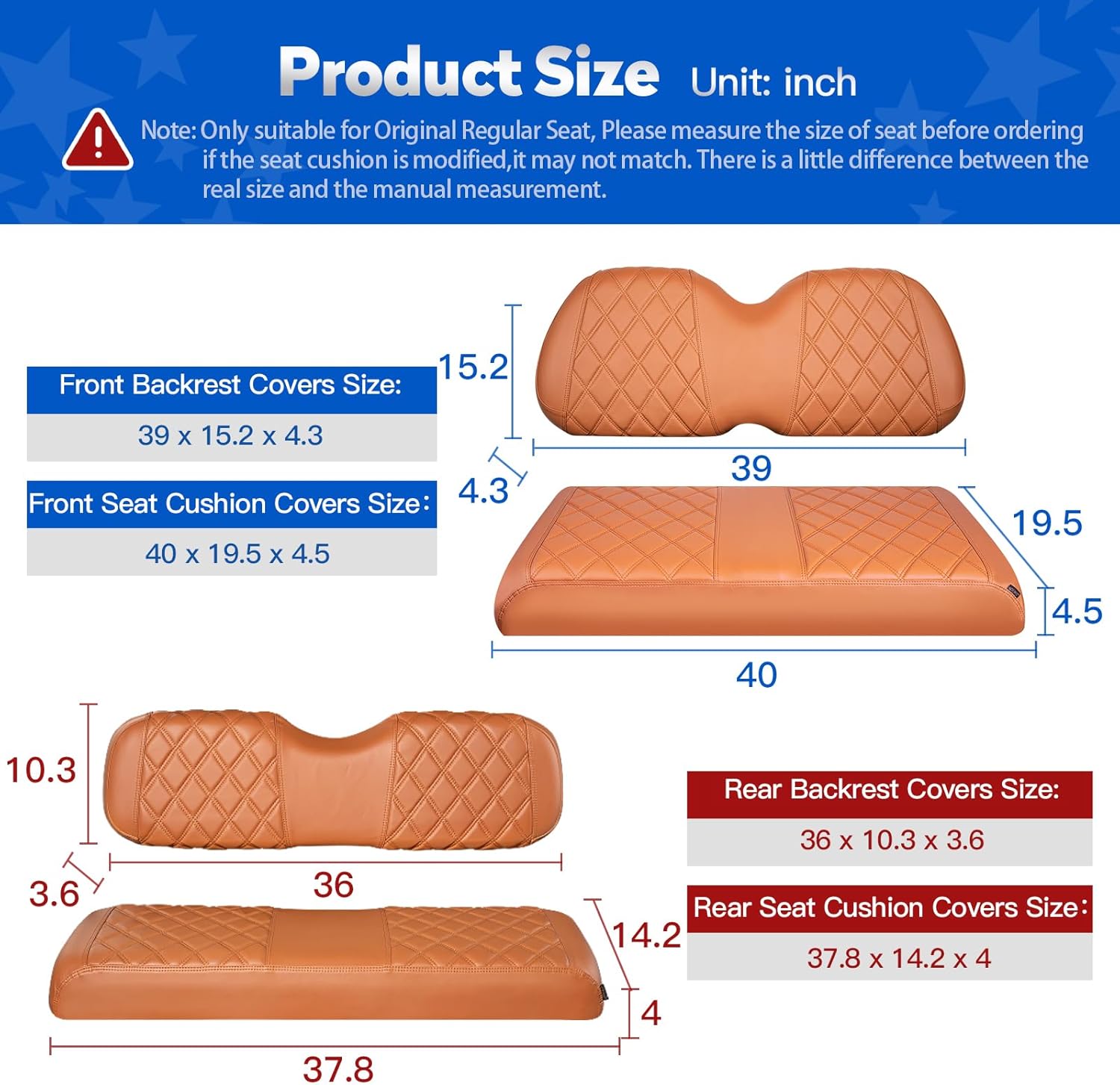 NOKINS Golf Cart Seat Covers for Club Car Precedent, Vinyl Front&Rear Seat Cover with Flip-Up Armrests kit, with Cup Holder, for 1" Square Tube (All Brown)