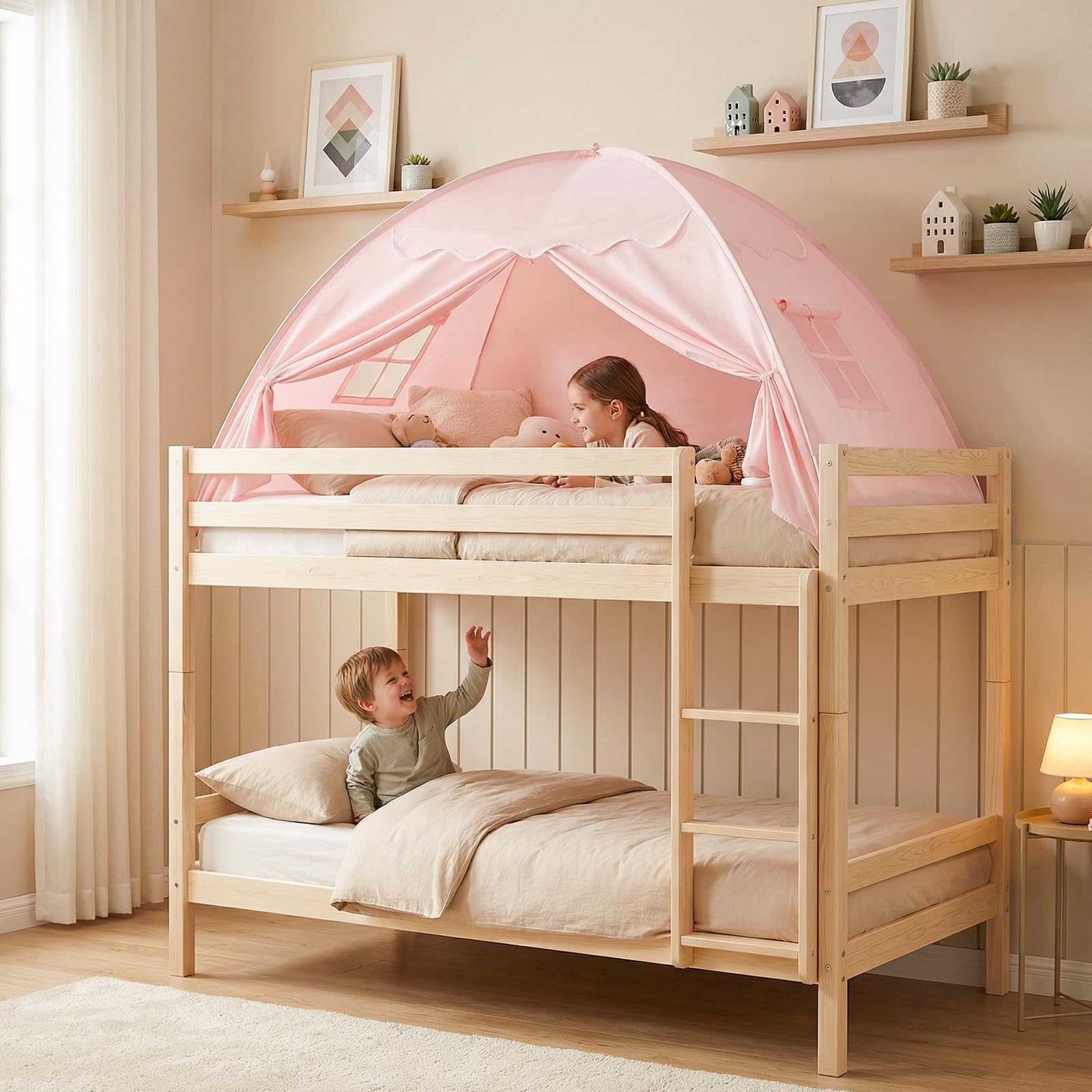 Tente de lit pour chambre d'enfant - Tente pour enfants : sol lit enfant - Tente d'intérieur - Lit simple et pliable - Lit superposé - Grande taille - Pour filles et garçons - Maison de chambre à