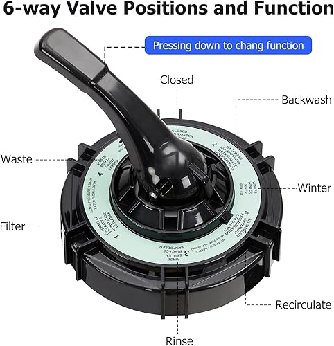 Miniatura 4 de Filtro de arena de 13 pulgadas, bomba de piscina de 34 HP máx. 3434 GPH de alto flujo para piscina sobre el suelo, conjunto de válvula multipuerto