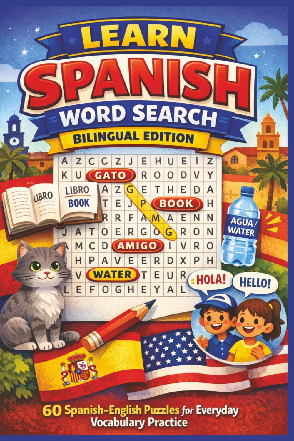 Learn Spanish Word Search – Bilingual Edition: 60 Spanish–English Puzzles for Everyday Vocabulary Practice (Learn Languages Word Search)