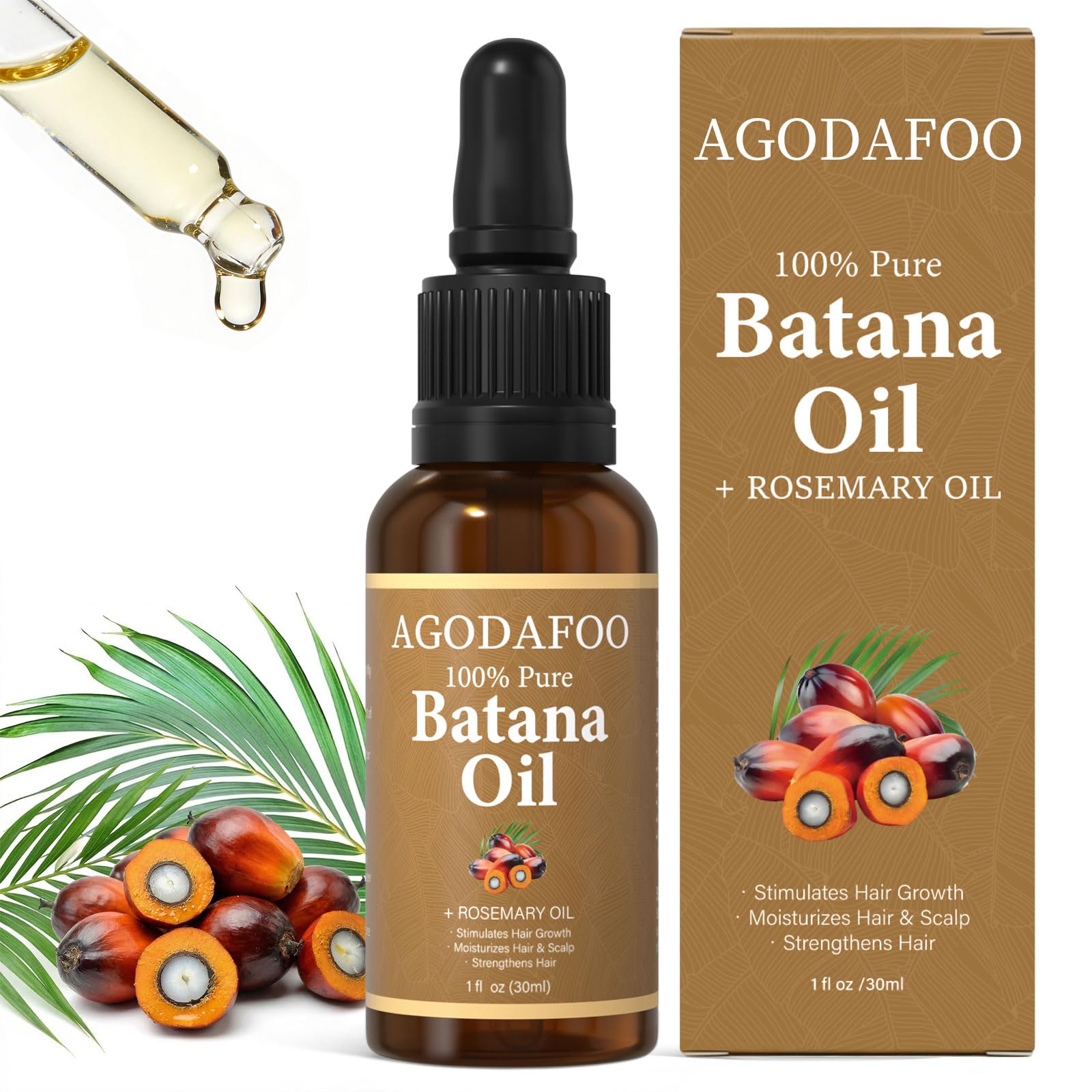 Raw Batana Oil for Hair Growth - 100% Pure & Natural Hairs Batana Oil, Promotes Thicker Stronger Hair, Nourishes Scalp, Repairs Split Ends & Reduces Hair Loss, Suitable for All Hair Types 30ml