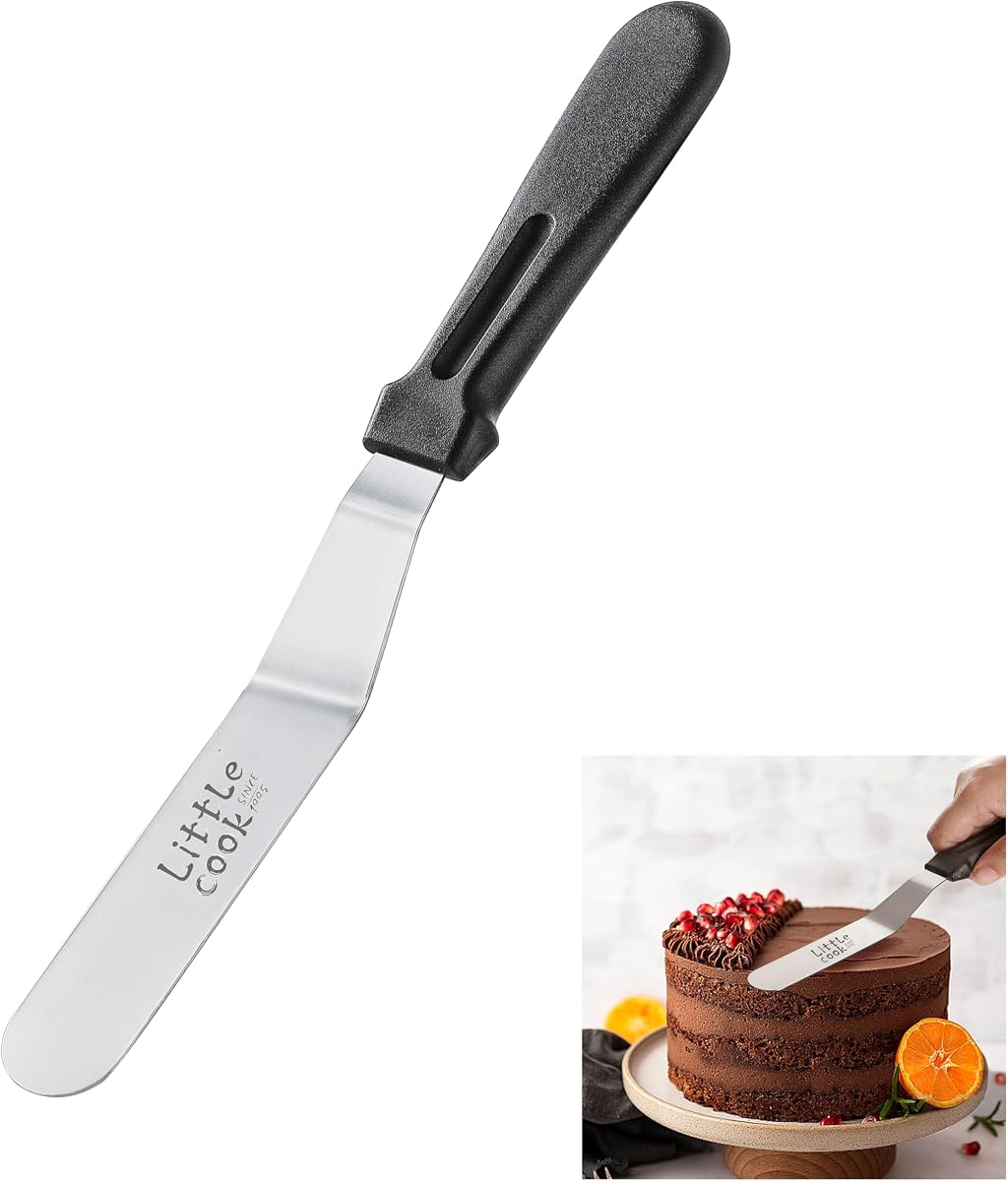 Espátula para glaseado, espátula compensada de acero inoxidable Little Cook, espátula para pasteles con mango ergonómico de PP, esparcidor de glaseado multiusos para el hogar, cocina, hornear, apto para lavavajillas (6 pulgadas)