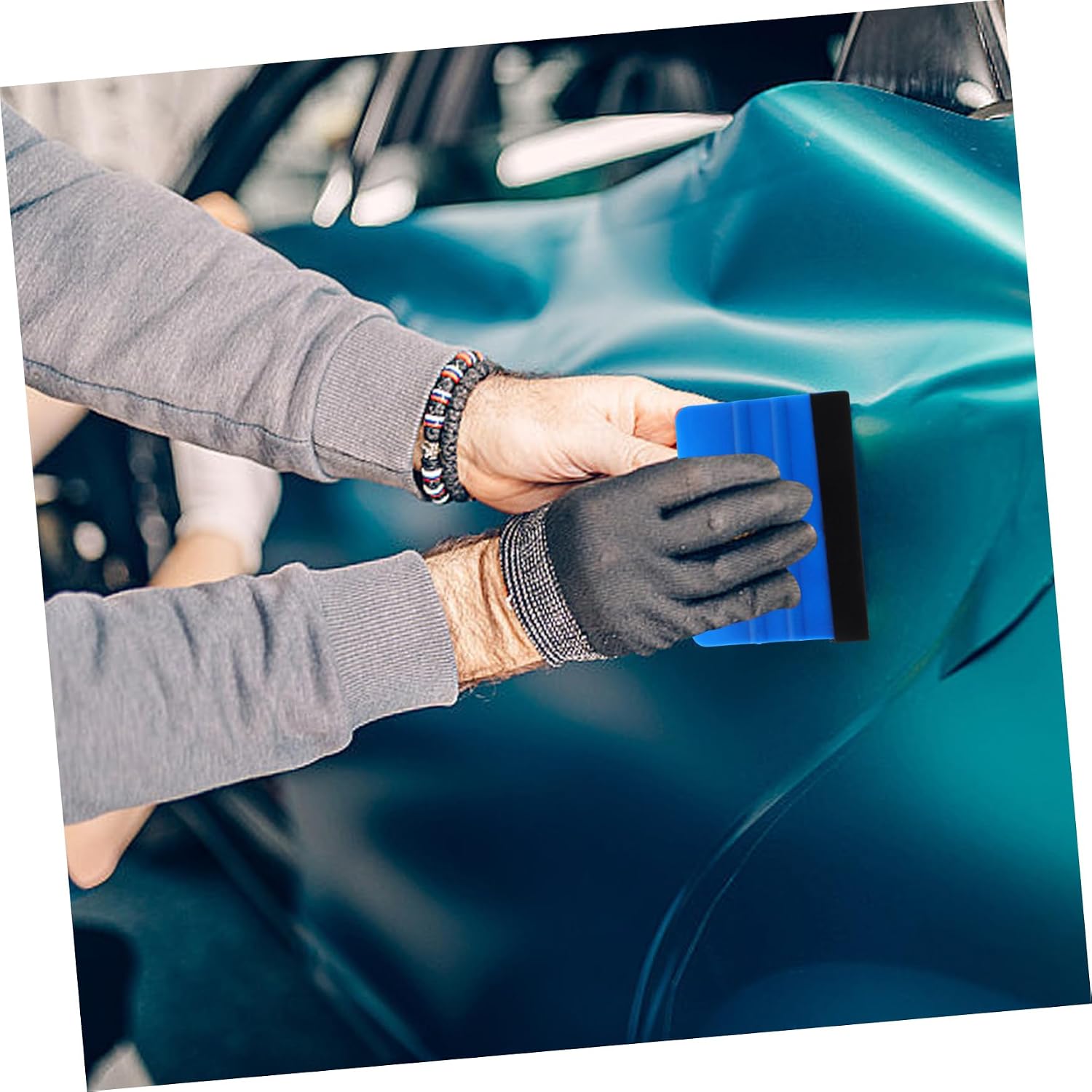 Hemobllo 1Set Automotive Window Tinting Tool Kit Red Trapezoid Squeegee Protective Plastic Scraper Engraving Knife and Measuring Tape for Efficient Film Application