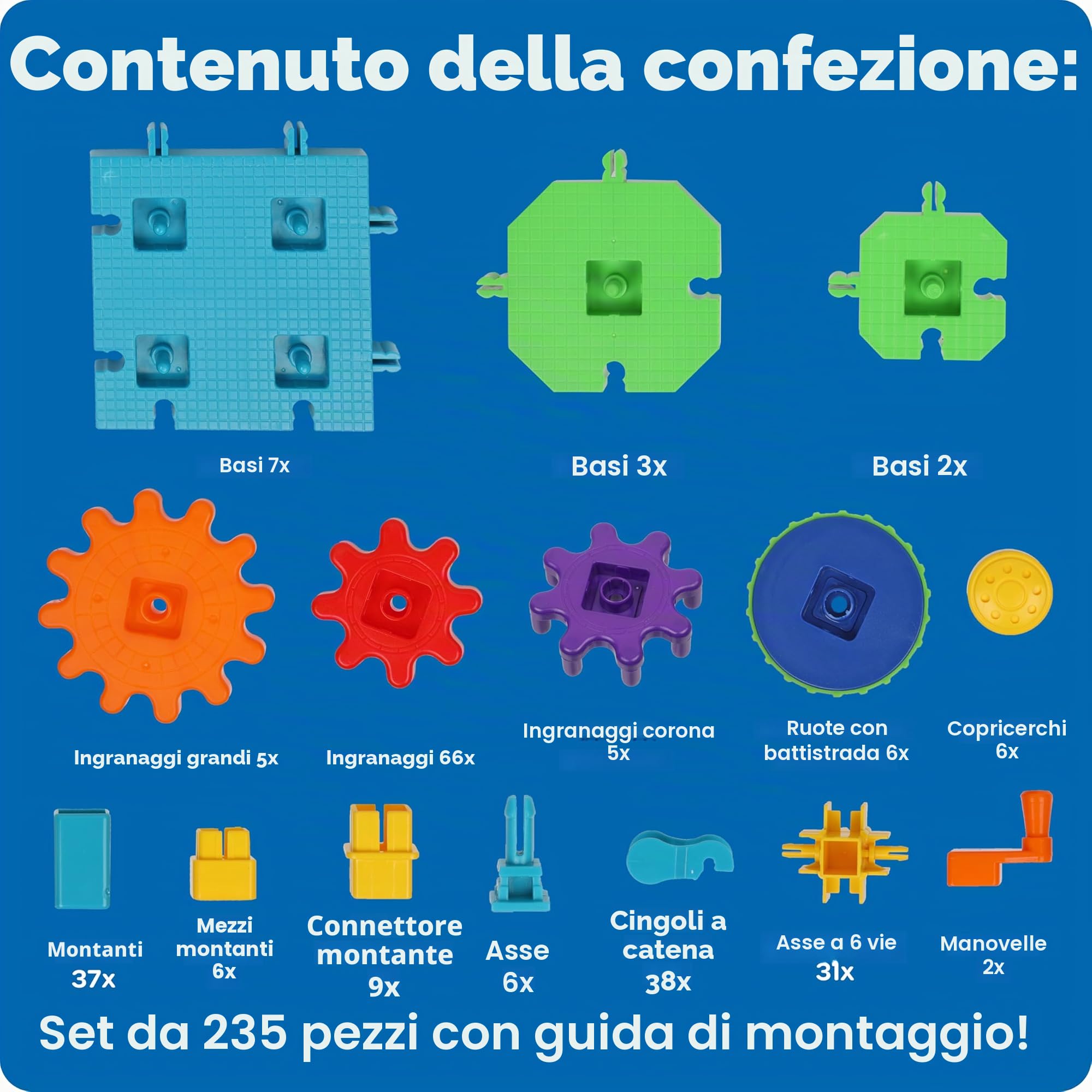 Learning Resources Mega costruzioni Gears Gears Gears, Set da costruzione Gears basato sulle attività STEM, 235 pezzi, Dai 4 anni in avanti