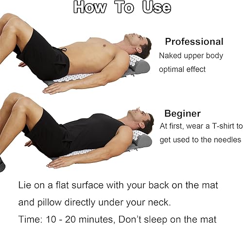 Vista 26 de XiaoMaGe Juego de alfombrilla de acupresión y almohada con bolsa, alfombrilla de acupuntura extra larga para aliviar el dolor de cuello y espalda