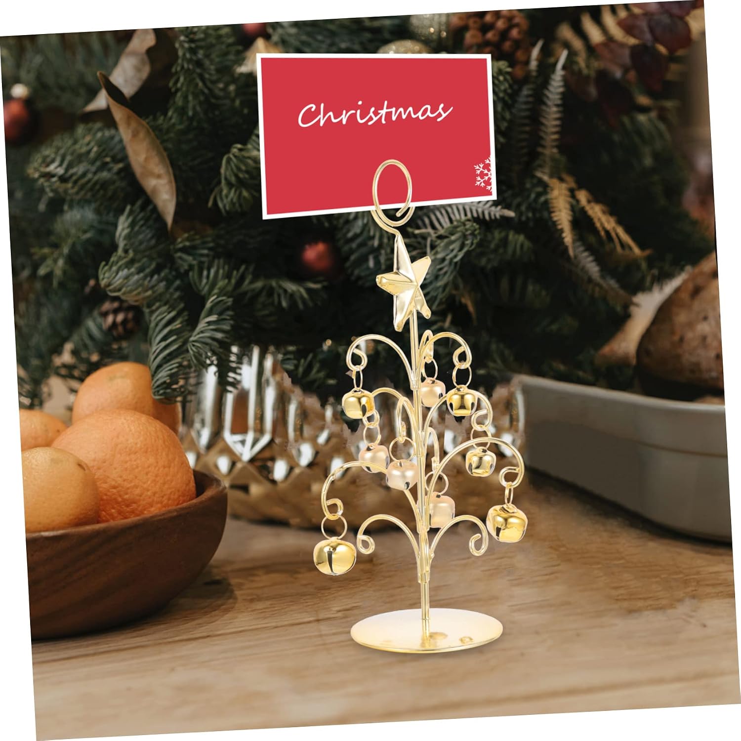 Xmas Tree Shaped Memo Clip Holder Elegant Tabletop Picture Stand for Weddings Parties and Festive Events for Cards Photos and Notes