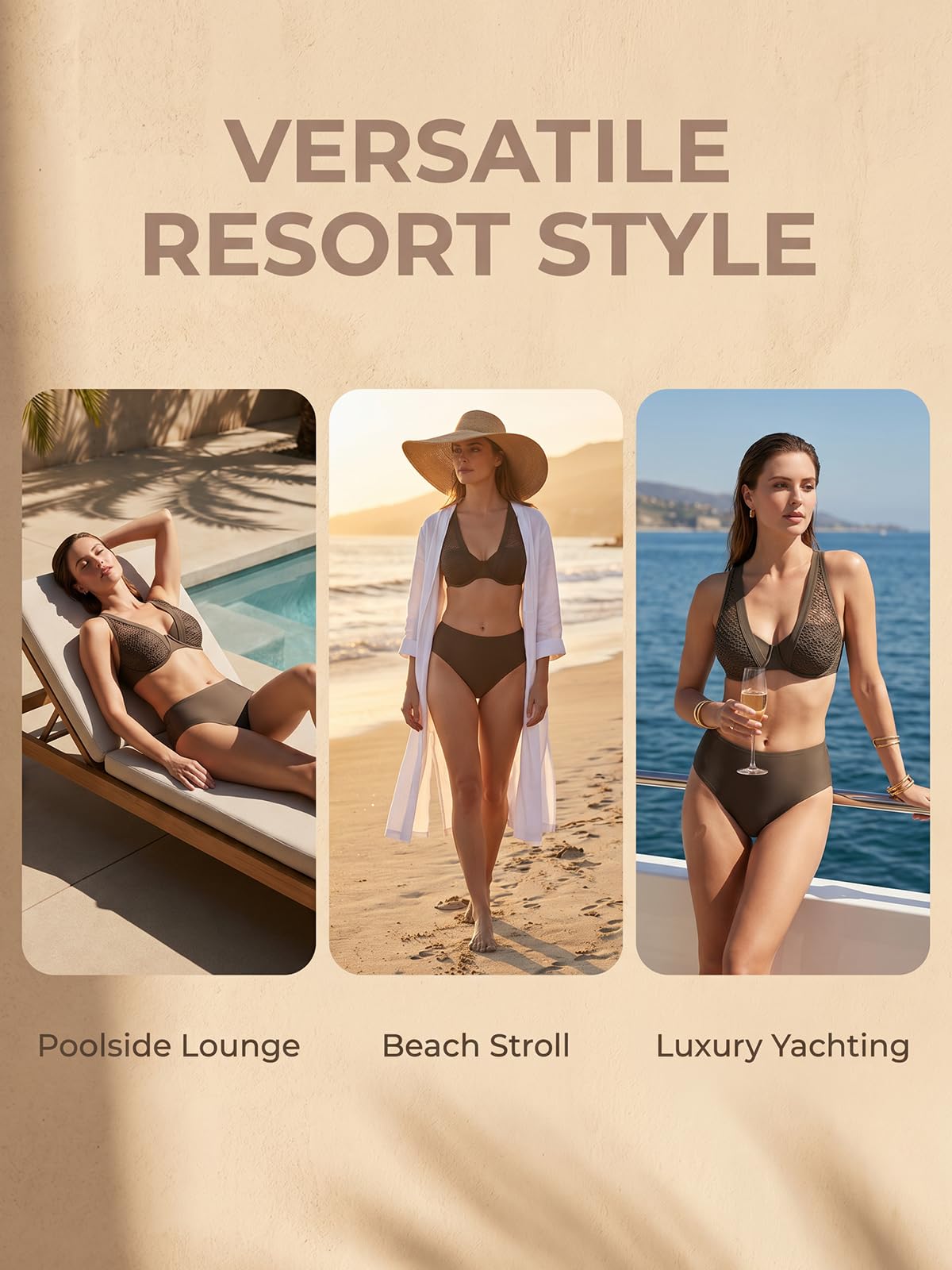 CUPSHE Damski zestaw bikini Push Up dwuczęściowy strój kąpielowy strój kąpielowy z fiszbinami top krzyż tył hak