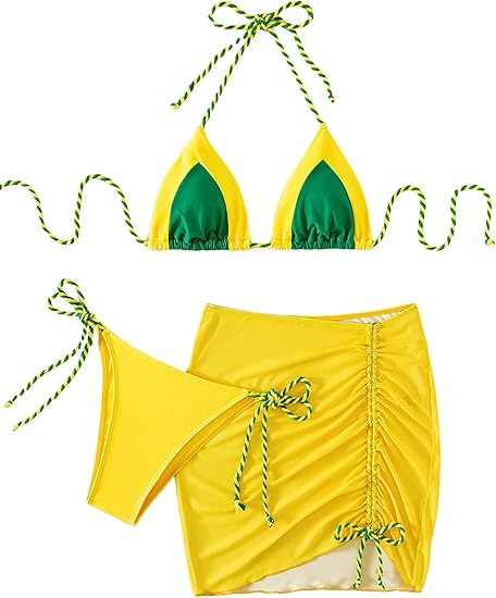 Piece Swimsuits Colorblock High Waisted Thong Bikini Set For Women