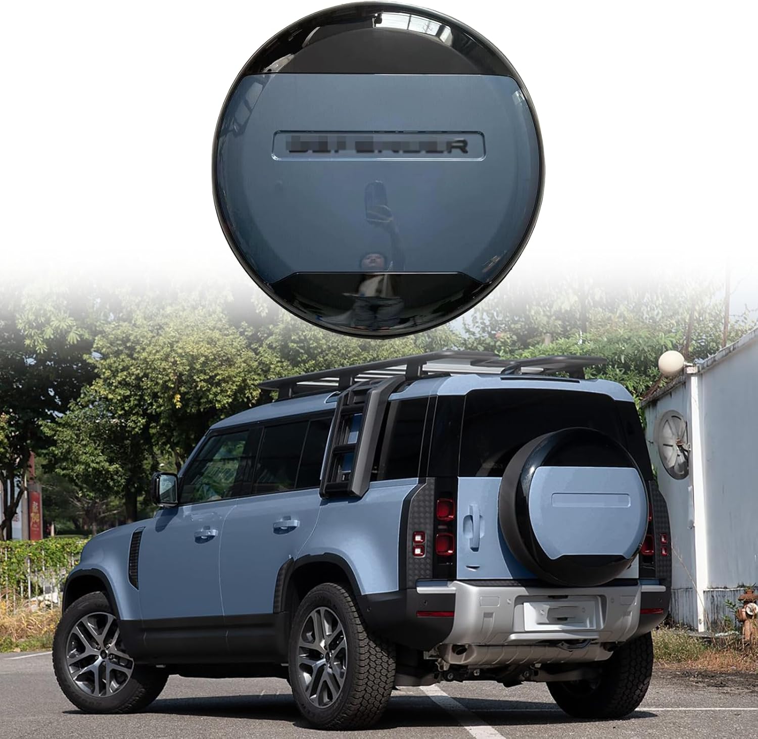 Tasman Blue Spare Tire Cover Plastic Portecor Fits for Land Rover Defender 110 90 130 2020 2021 2022 2023 2024 2025 2026