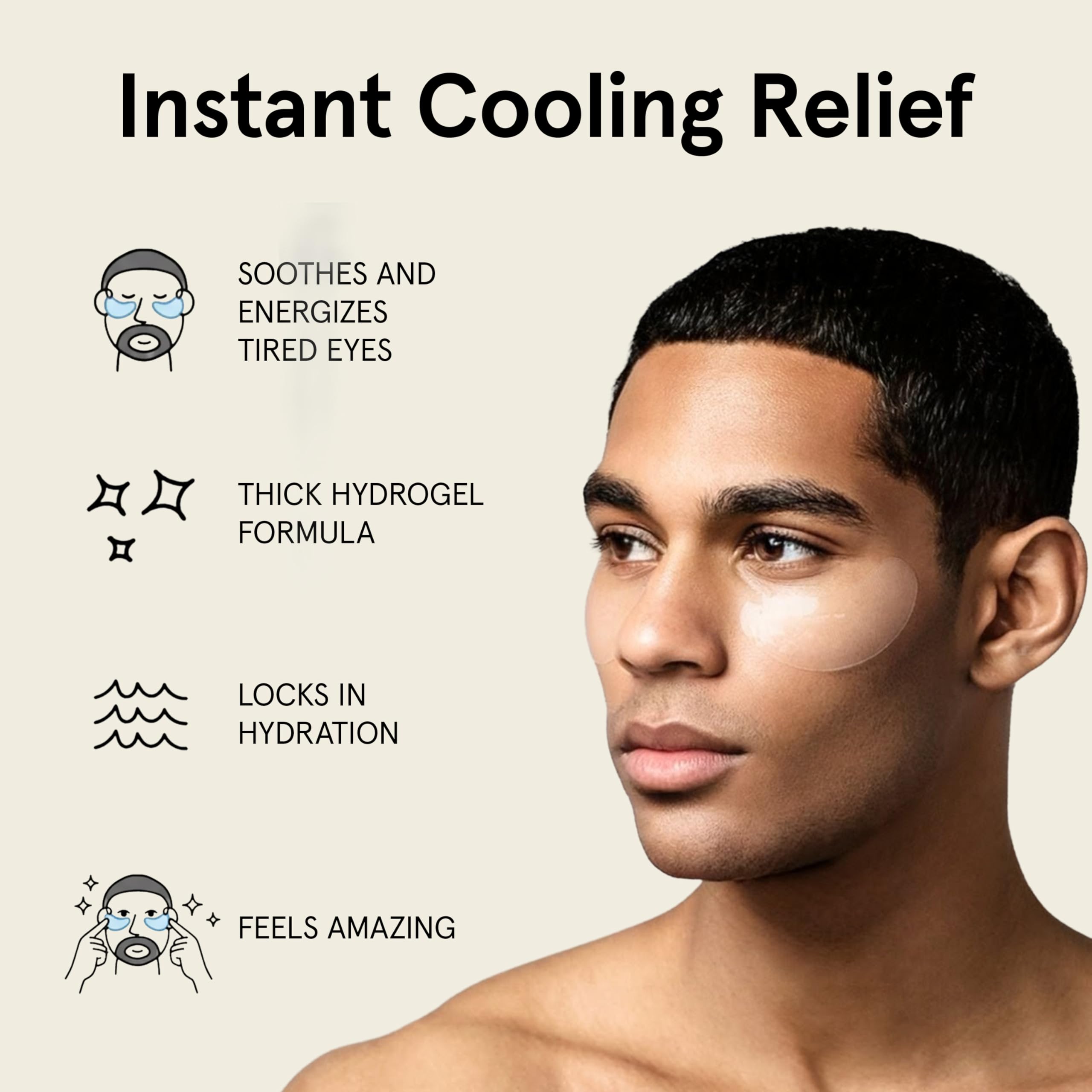 BRO MASK, cerotti sotto gli occhi da uomo, per la cura della pelle, maschere rinfrescanti per occhiaie e gonfiore, cuscinetti idrogel anti invecchiamento con bakuchiolo, caffeina e niacinamide