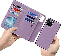 Vista 8 de iCoverCase Funda tipo cartera para iPhone 11 Pro Max con tarjetero y correa para la muñeca, de piel sintética, ranuras para tarjetas, bolsillo