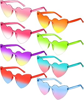 JDHXBMW Heart Sunglasses for Women Colored Heart Shaped Sunglasses Rimless Fun Heart Glasses for Adult Party Favors