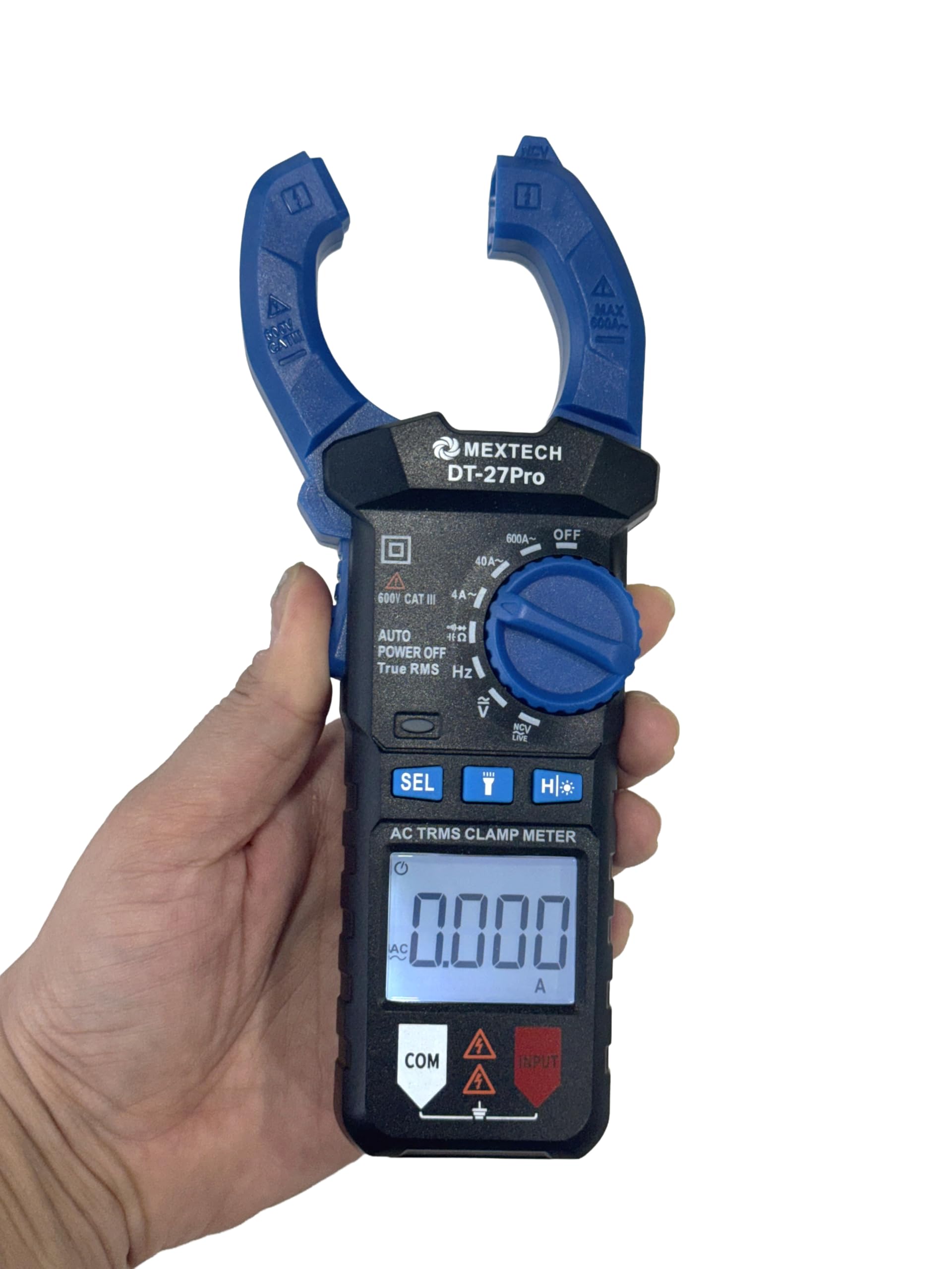 Mextech True RMS Digital Clamp Meter, 600A, AC/DC Voltage Multimeter, Resistance, Capacitance, Frequency, NCV, 1 Year Warranty-image-6