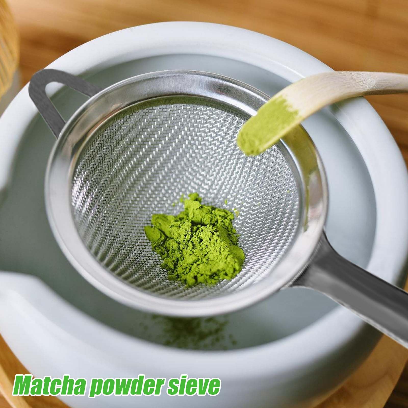 BAIFULAI Matcha, set da tè Matcha, 5 pezzi, frusta in ceramica, set da tè giapponese, ciotola per matcha, porta frusta, colino, accessori giapponesi per cerimonia matcha (blu colorato)