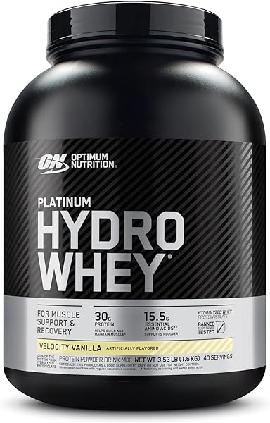 Optimum Nutrition Platinum Hydrowhey Protein Powder, 100% Hydrolyzed Whey Isolate Powder, Flavor: Velocity Vanilla, 3.5 Pounds (Packaging May Vary)