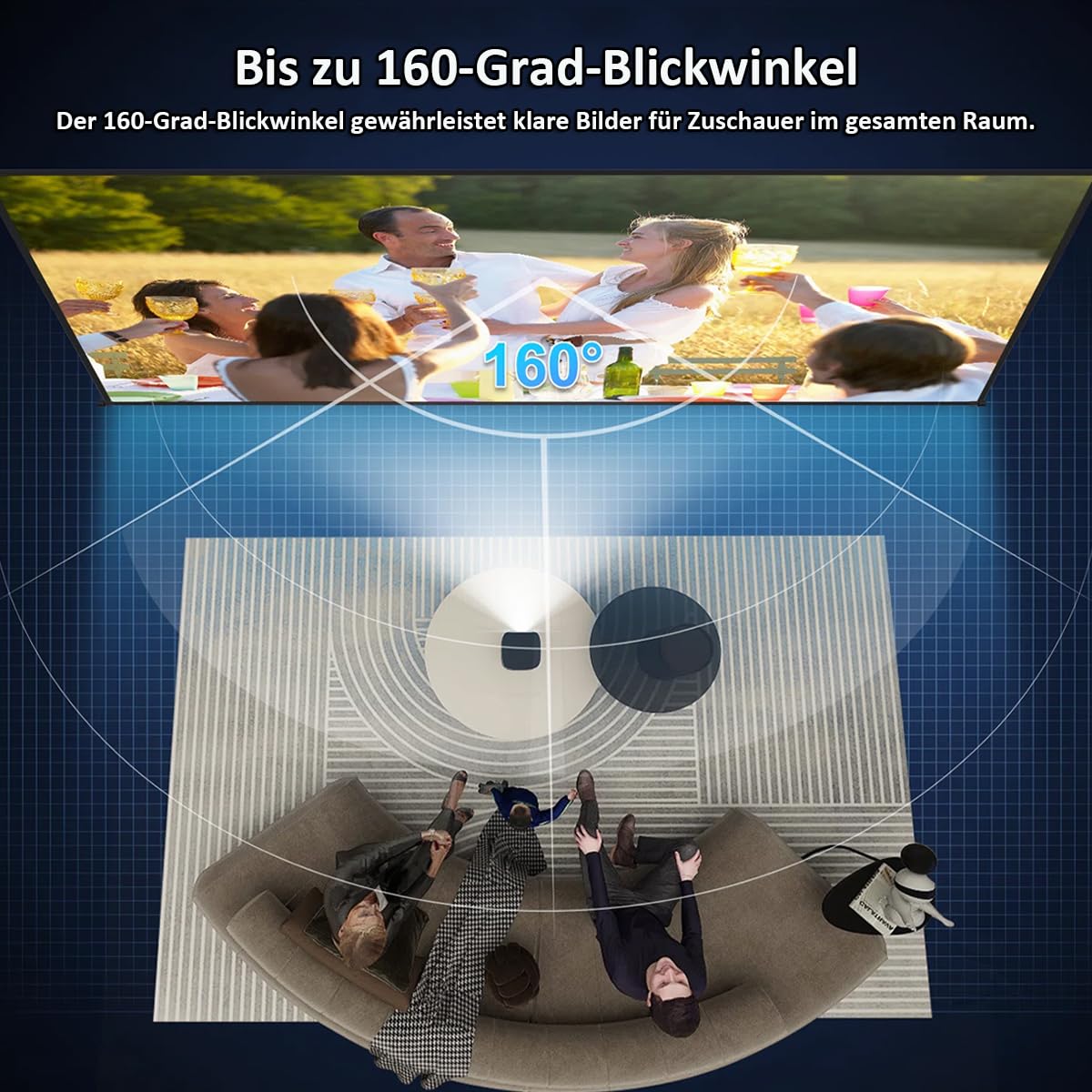 INMOZATA Leinwand Beamer Rollo 234cm, Bild 221 x 124 cm(100 Zoll), Format 16:9, Deckenmontage & Wandmontage Projektor Leinwand für Heimkino Büro Treffen Schule Präsentationen-Weiß Gehäuse