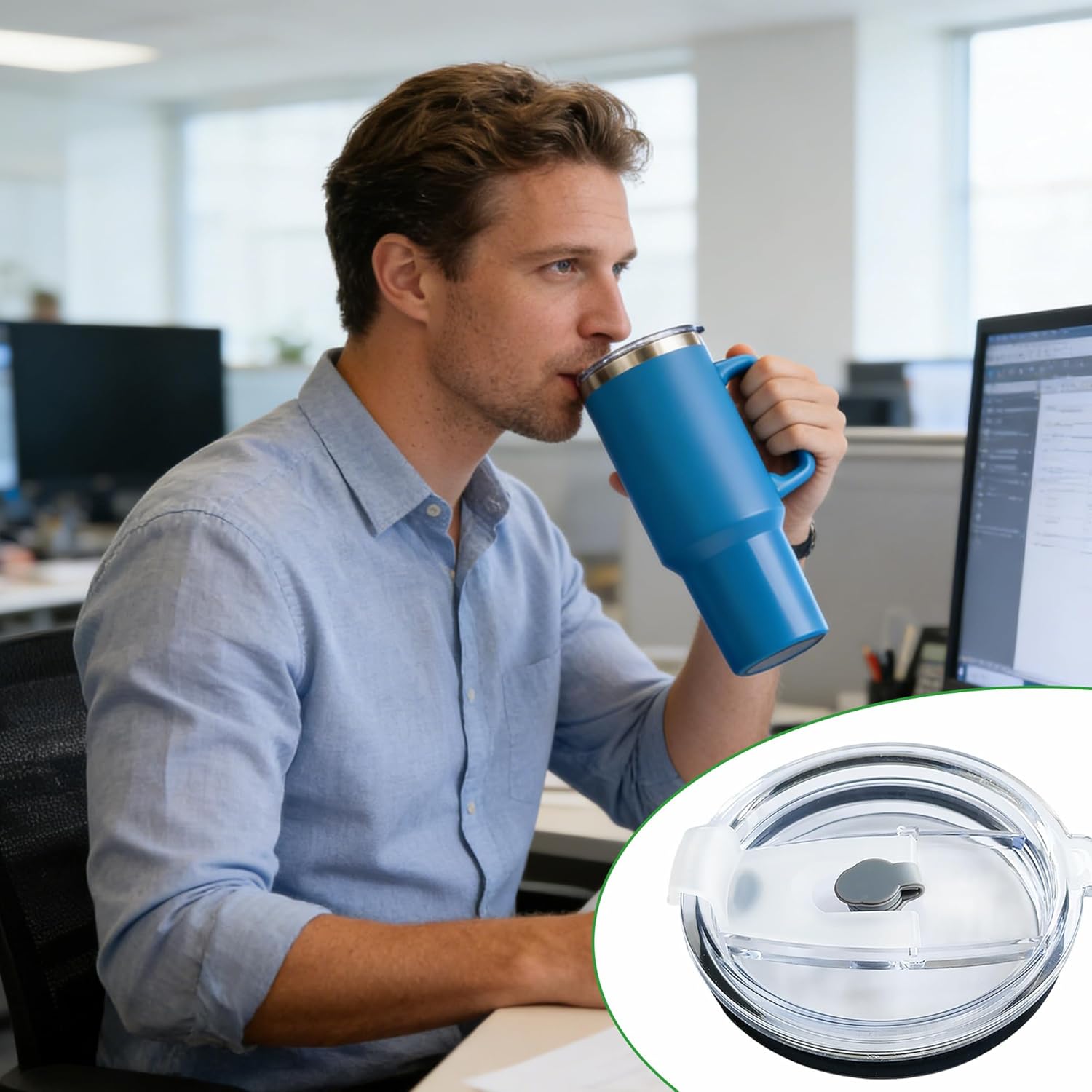 40 oz Tumbler Replacement Lid Compatible with Silver Buffalo,2Pack 40 oz Tumbler Accessories Cap Top Compatible with Silver Buffalo Stainless Steel Tumblers,Leak-Proof and Splash,Reuseable - Image 6