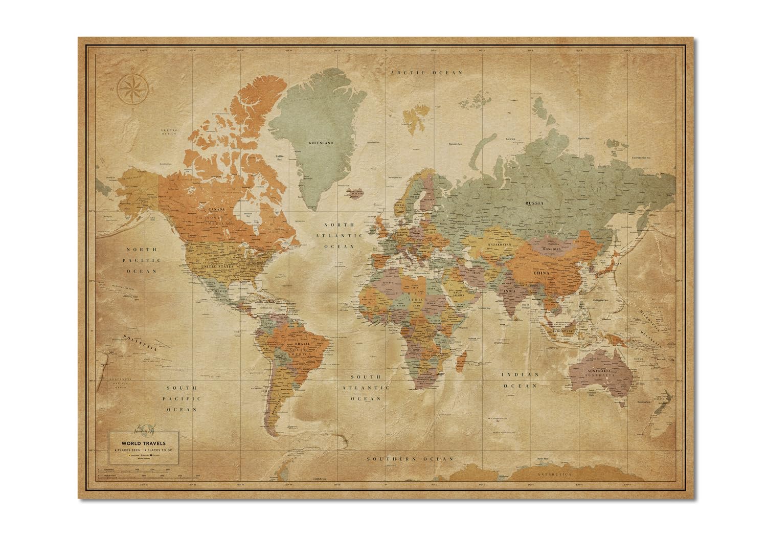 Map of the World - World Map Wall Poster for Travel Tracking | Developed with cartographer (40 x 30)