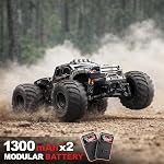 RC Cars 1:14 4WD Off-Road RC Monster Truck High Speed 40 km/h, 4x4 Remote Control Car with 2 Rechargeable 1300mAh Batteries and 2 Sets of Tires for Adults & Boys