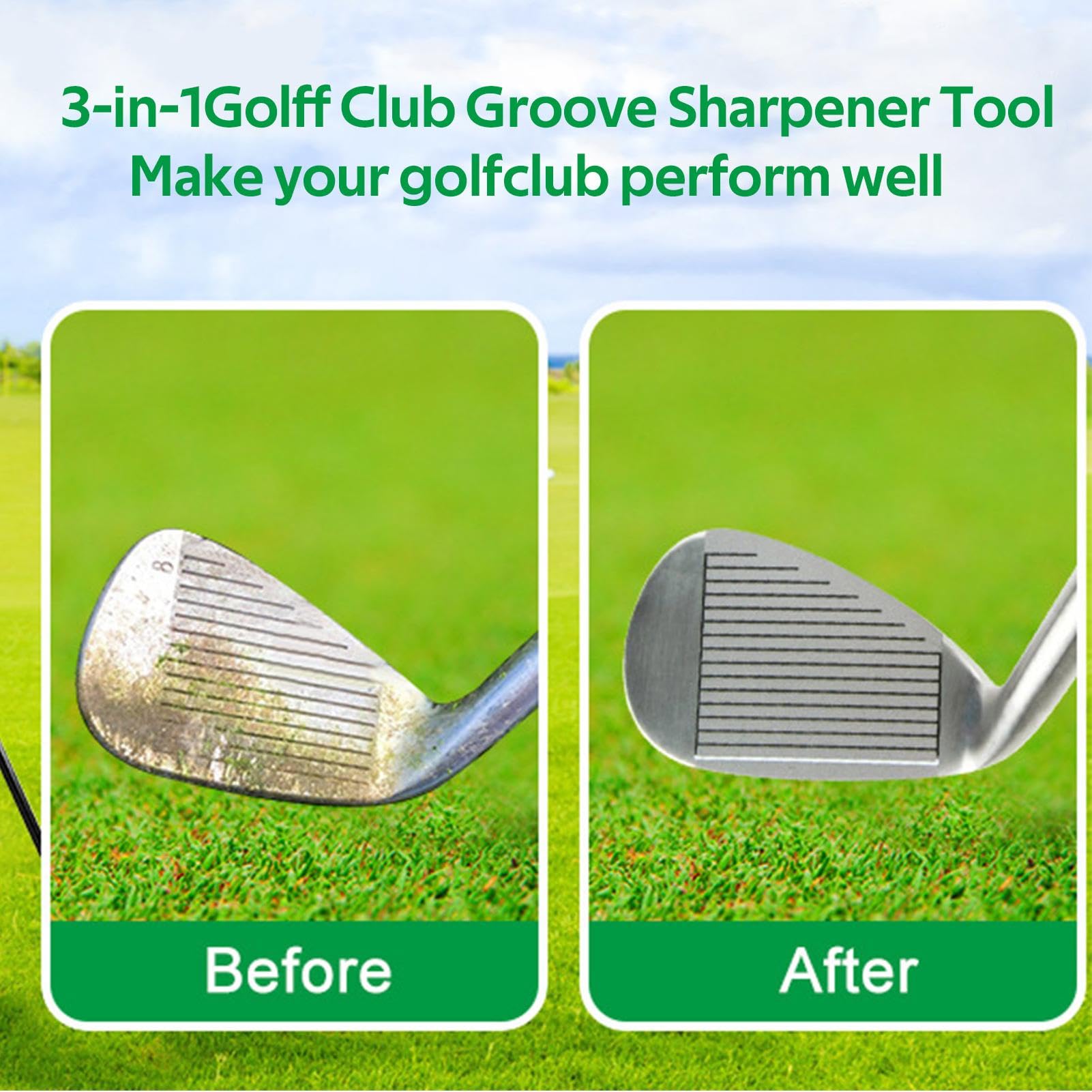 Grinder Golf, Grinder, Golf Wedge Grooving Tool | Accessori per la Pulizia delle Mazze, Pulitore per Ferro da Golf per scanalature a U e V, Produce Un Backspin ottimale