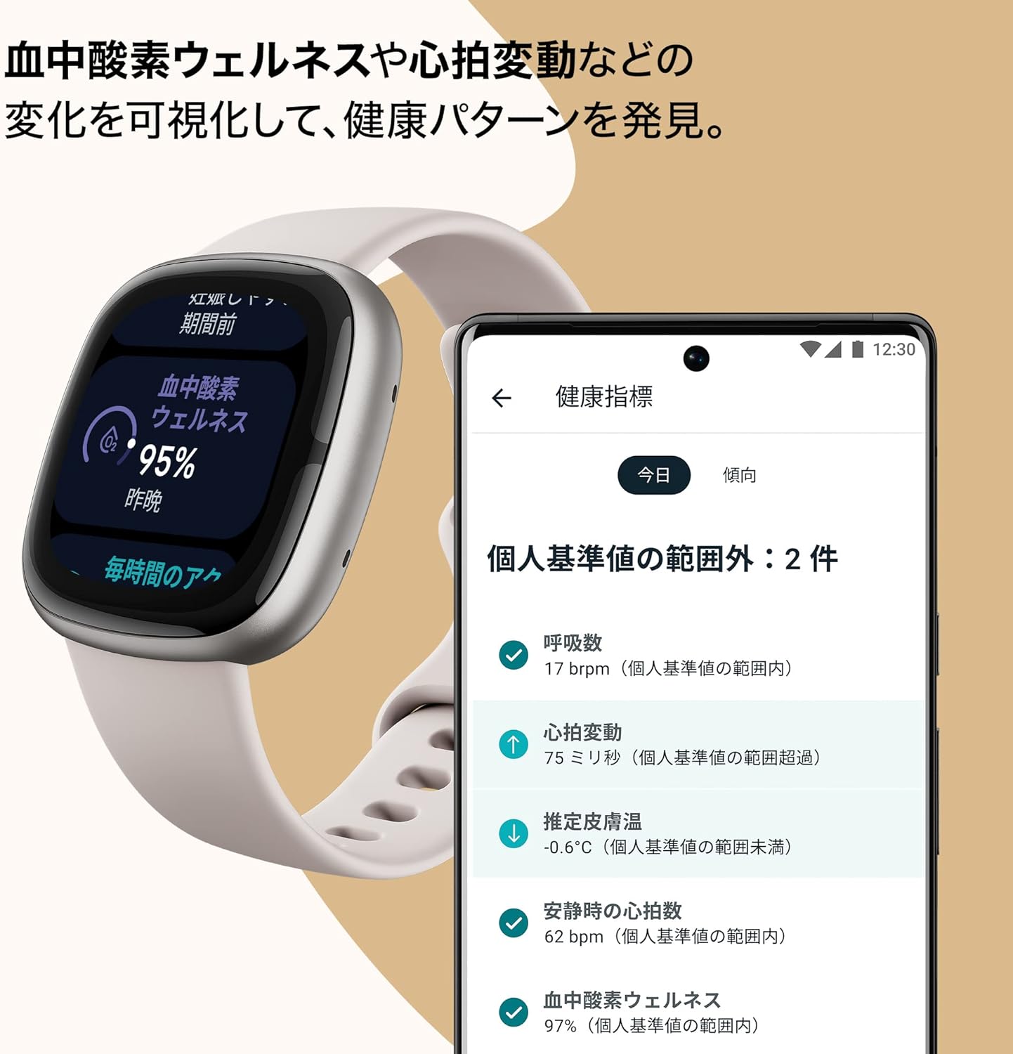 【Suica対応】Fitbit Sense 2スマートウォッチ ルナホワイト [6日間以上のバッテリーライフ/Alexa搭載/GPS搭載] FB521SRWT-FRCJK [日本正規品] Lunar White