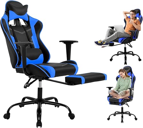 Miniatura 29 de Silla ergonómica para juegos de PC, silla de oficina para computadora, silla giratoria ajustable para videojuegos, silla de carreras con soporte