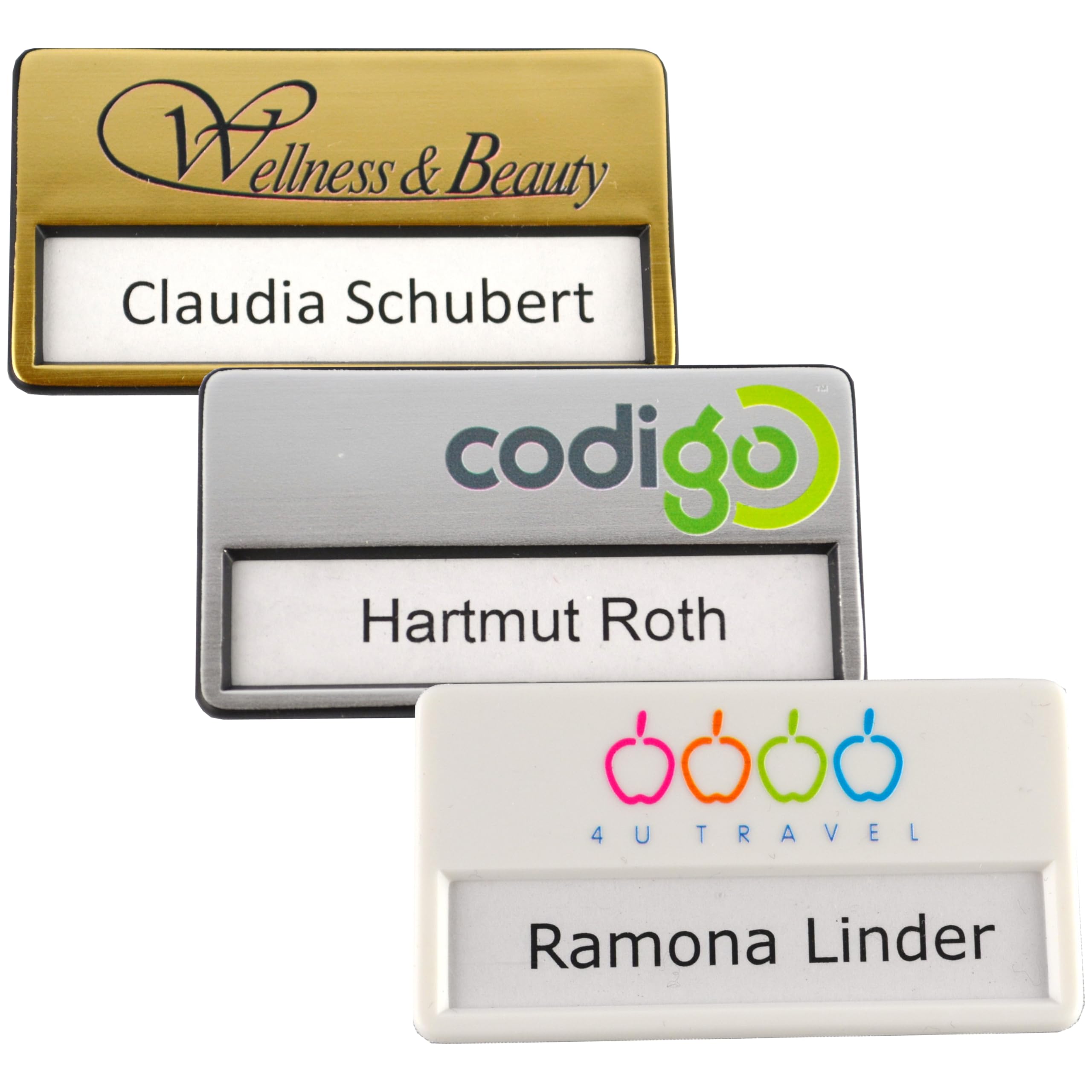 Plastica Portanomi con Calamita 64 x 16 mm Oro, Fissaggio Magnetico, Name Badge Magnete