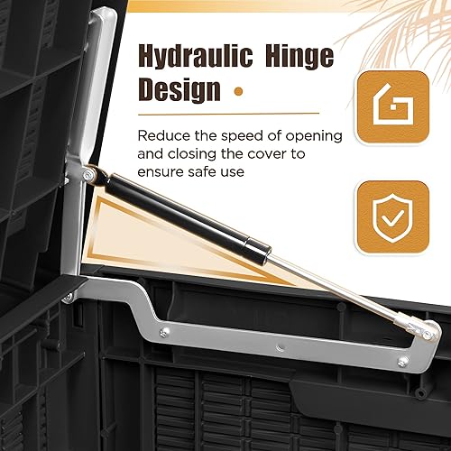 Vista 39 de Devoko Caja de resina de 120 galones, impermeable, para interiores y exteriores, contenedor de almacenamiento grande con cerradura para muebles