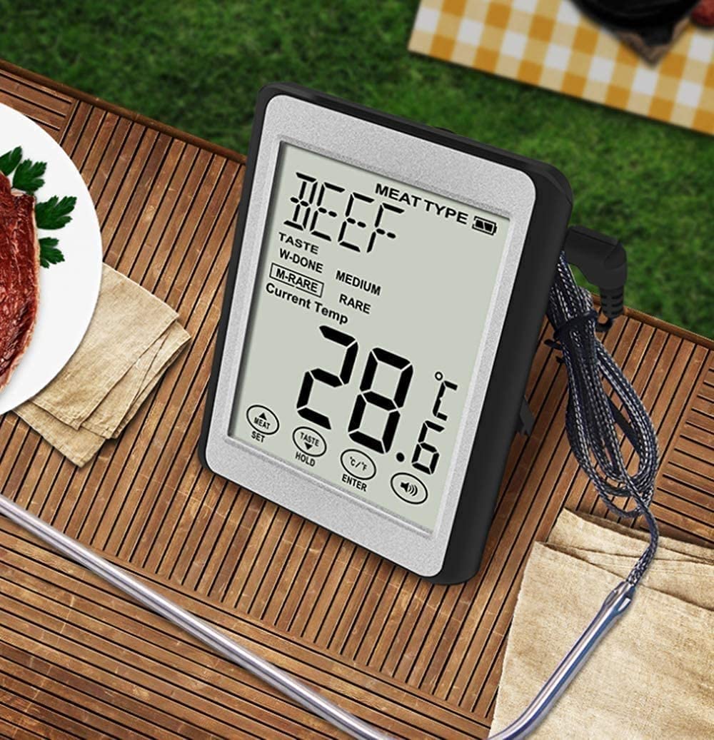Cyfrowy termometr do mięsa do jedzenia gotowania kuchni piekarnik grill, podświetlany głosem niestandardowy pomiar temperatury czujnik sonda ekran dotykowy jedzenie grill mięso termometr