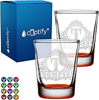 Vista 36 de Vasos de chupito personalizados elaborados con nombre de círculo de 2 onzas, parte inferior negra con texto personalizado para regalos, bodas