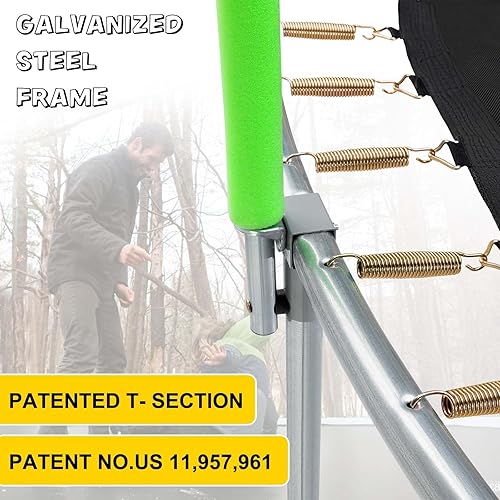 Miniatura 55 de AOTOB - Trampolín de 8, 10, 12, 14 y 15 pies con red de seguridad para exteriores con aro de baloncesto, alfombrilla de salto resistente y cubierta