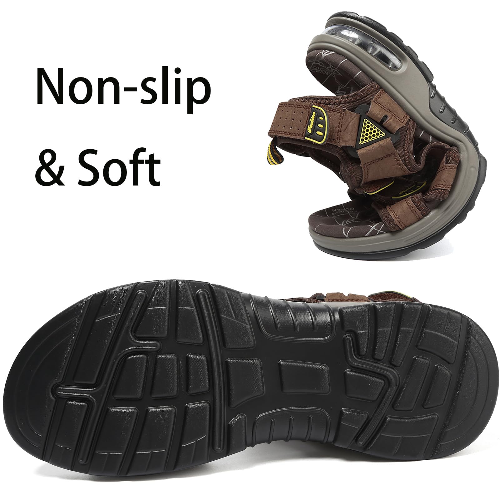 Lvptsh Sandali Sportivi Uomo Cuoio Estivi Trekking Sandali da Mare All'aperto Spiaggia Pescatore Antiscivolo