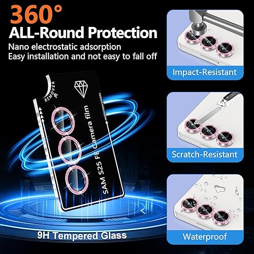Vista 862 de para Samsung Galaxy Z Flip 7 Protector de Lente de Cámara, Cubierta de Lente de Vidrio Templado con Anillo de Metal Individual, [Fuerte Adhesión] 1