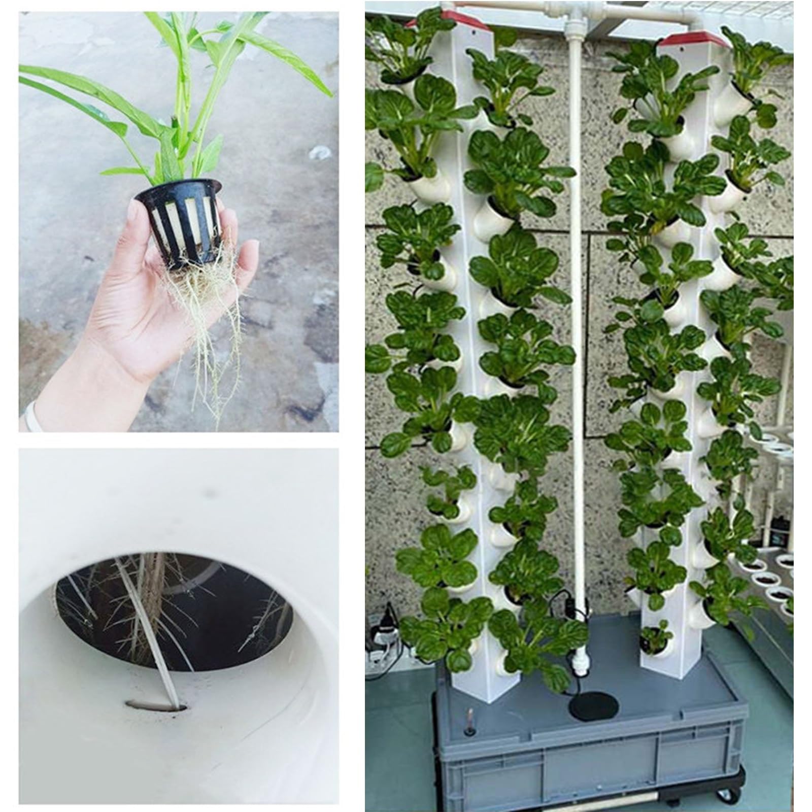 Kit de cultivo hidropónico, sistema de cultivo hidropónico vertical en torre con ruedas, sistema de cultivo hidropónico en torre para jardín interior y exterior, para hierbas, lechuga(1 column)