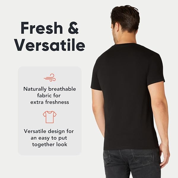 FM London 3/5-Pack Mens T Shirt - Premium Weight T-Shirts for Men with Lightly Fitted Design - Super Soft - Made with 100% Cotton - Stretch Fit for Any Occasion - Durable Comfort Fit - 4
