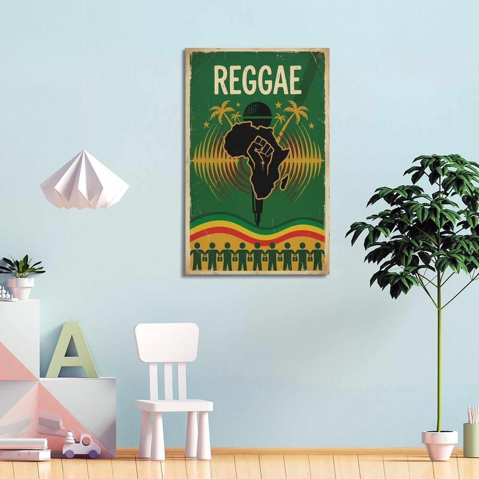 XKUGA Poster con stampa moderna su tela con mappa dell'Africa e radici del pugno, reggae, decorazione artistica da parete ideale per famiglia, grotta degli uomini, sala giochi, camera da letto di