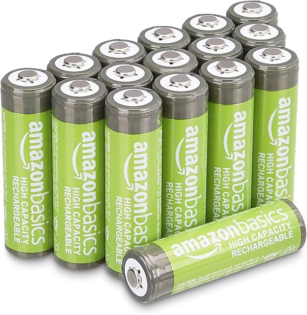 Amazon Basics AA High-Capacity Rechargeable Batteries 2400mAh (16-Pack) Pre-charged