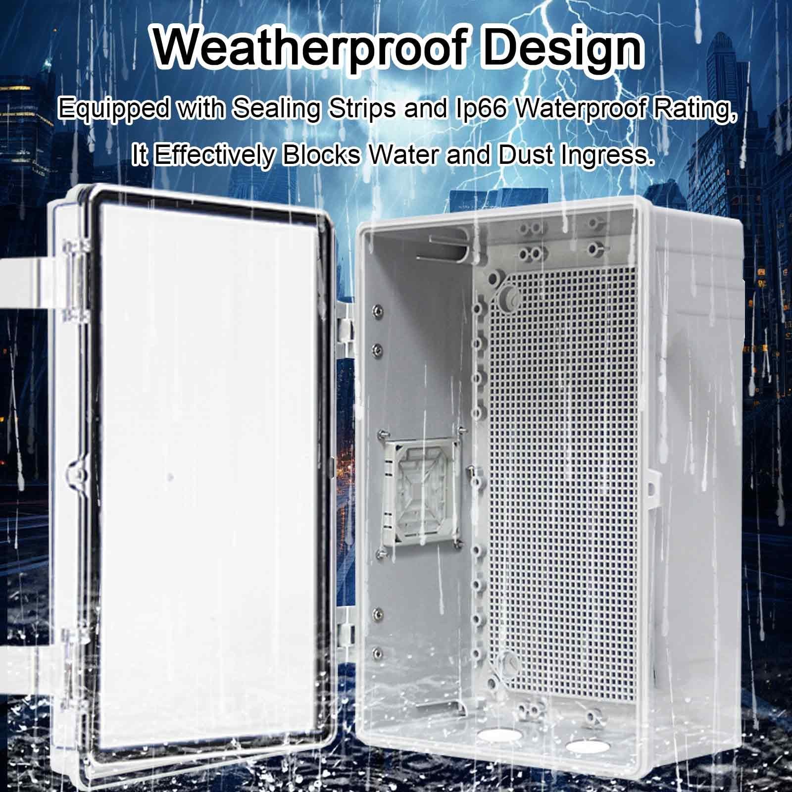 Caja Estanca Exterior de Plástico ABS, Resistente al Agua y al Polvo, con Certificación IP65, Caja de Conexiones con Tapa Transparente y Pestillo de Acero Inoxidable(30x20x40cm/12x8x16in)