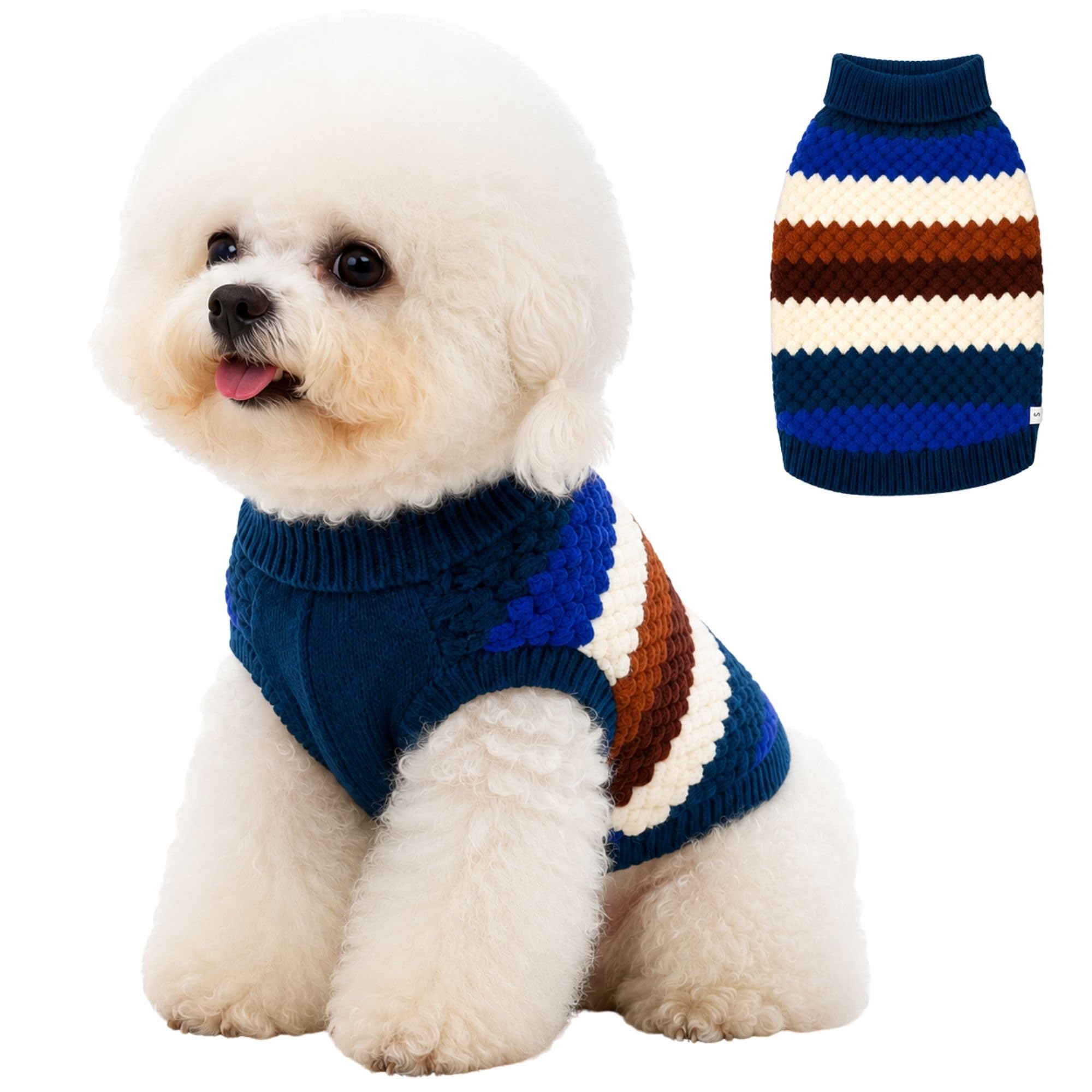 Chandails pour chiens de taille moyenne, vêtements en tricot pour chien | Vêtements épais à col roulé classique, pull chaud pour chien garçon femelle, vêtements extensibles pour animaux de compagnie